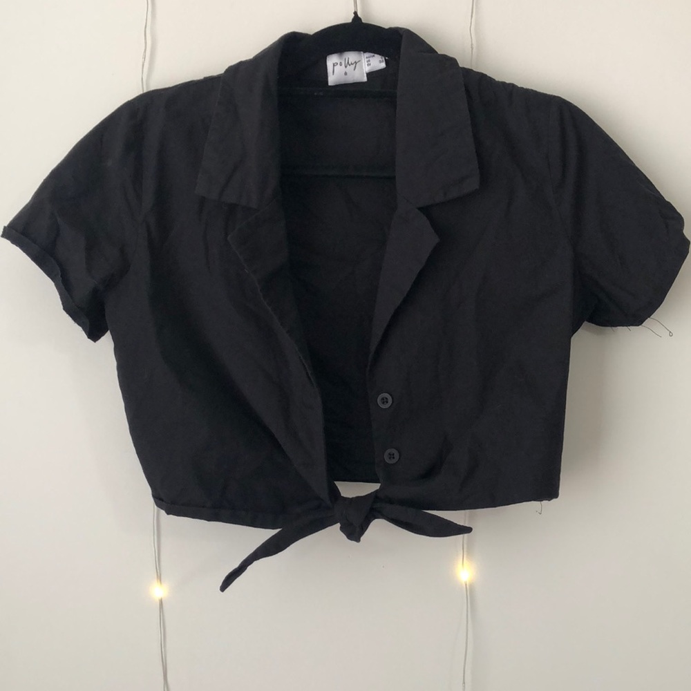 Princess Polly Black Luca Tie Crop Top